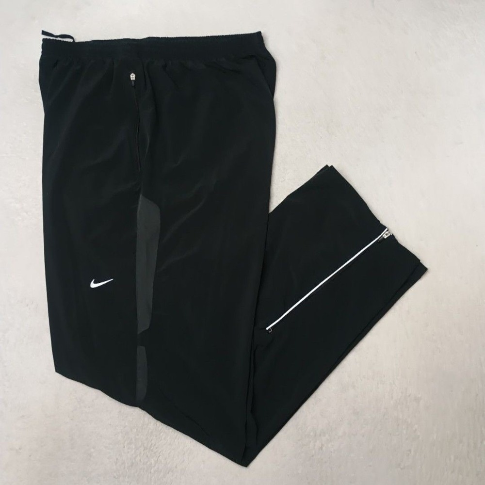 Nike Pants Mens XL Black Running Woven Stretch Dri-FIT Ankle Zip Workout 427149